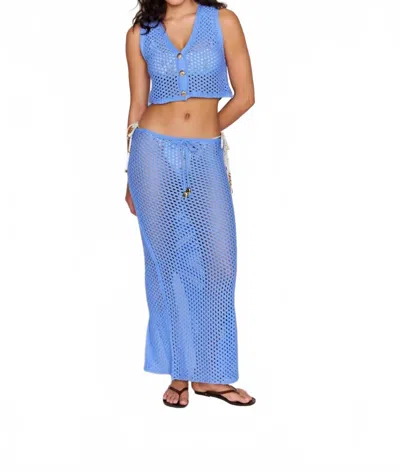 Minkpink Balmy Crochet Hipster Midi Skirt In Blue