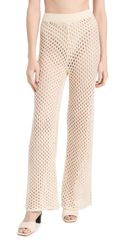 Minkpink Balmy Crochet Knit Pants Cream In 奶油色