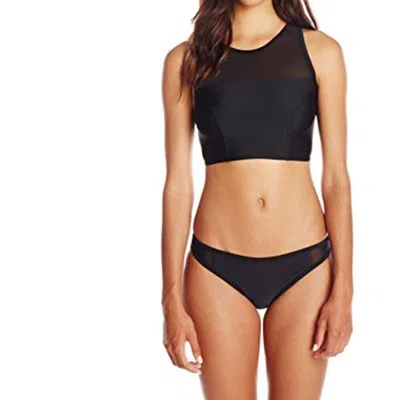 Minkpink Bottom's Up Sport Crew Neck Mesh Bikini Top In Black