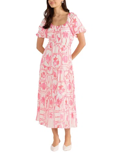 Minkpink Bria Puff Sleeve Midi Dress In Multi