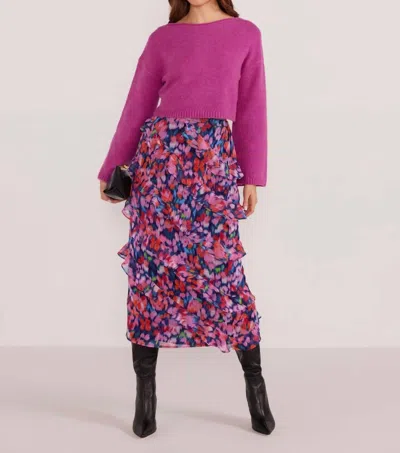 Minkpink Calista Frill Midi Skirt In Blurred Floral In Multi