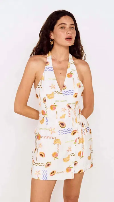 Minkpink Carmen Halter Romper In Fruit Print In Multi