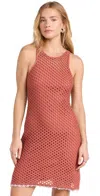 MINKPINK CARVER CROCHET MINI DRESS RUST/PINK