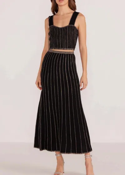 Minkpink Celia Lurex Stripe Crop Top And Skirt Set In Black Champagne In Multi