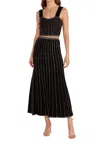 Minkpink Celia Lurex Stripe Crop Top And Skirt Set In Black Champagne In Black