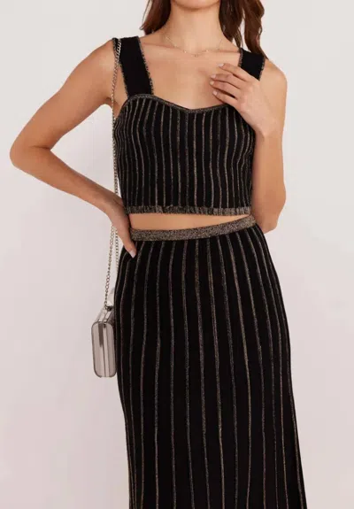 Minkpink Celia Lurex Striped Top In Black Combo