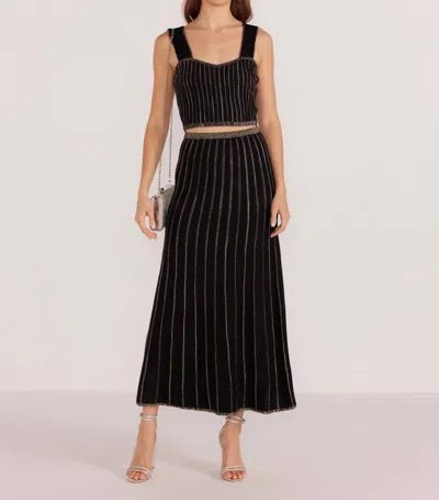 MINKPINK CELIA MIDI SKIRT IN BLACK/CHAMPAGNE