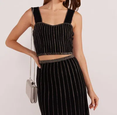 MINKPINK CELIA STRIPE TOP IN BLACK/CHAMPAGNE