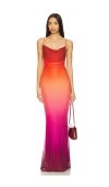 Minkpink Cosima Ombre Mesh Maxi Dress In Sunset Ombre