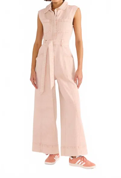 Minkpink Dahlia Denim Panel Jumpsuit In Dusty Pink In Neutral