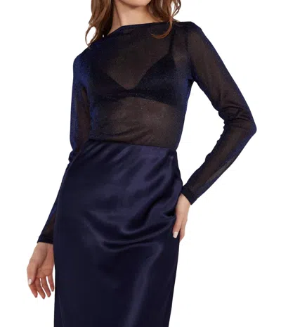 Minkpink Dahlia Sparkle Long Sleeve Top In Midnight In Blue