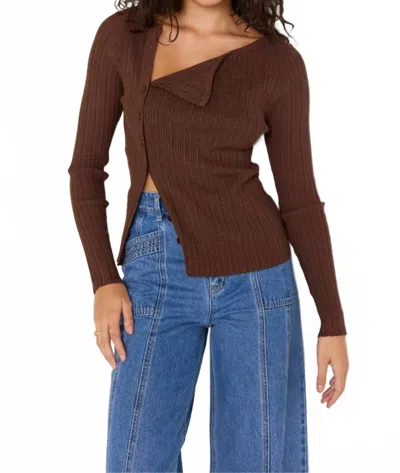 Minkpink Dakota Rib Knit Top In Chocolate In Brown