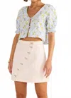 Minkpink Ditsy Floral V-neck Top In Meadow In Blue