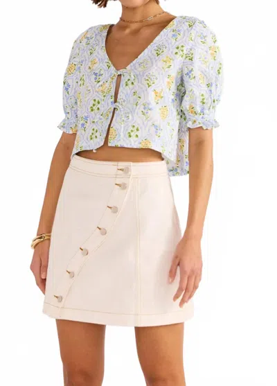 Minkpink Ditsy Floral V-neck Top In Meadow In Blue