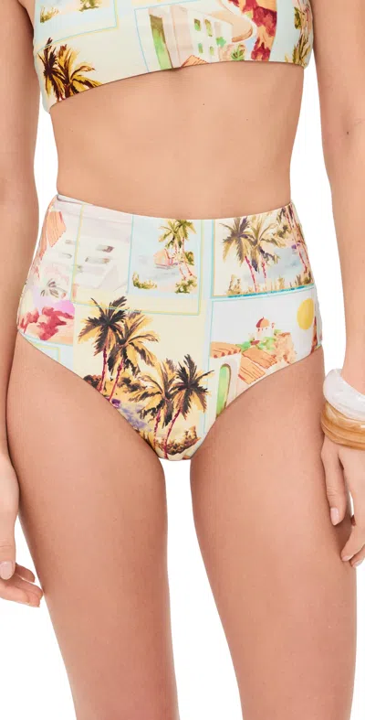 Minkpink Dolce High Waisted Bikini Bottoms Vintage Postcards