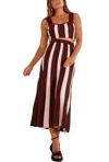 Minkpink Eden Metallic Knit Midi Skirt In Metallic Stripe In Burgundy