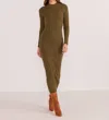 Minkpink Elara Knit Midi Dress In Khaki In Green