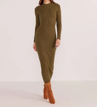 Minkpink Elara Knit Midi Dress In Khaki In Green