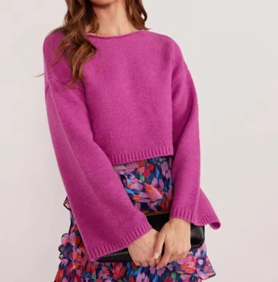 MINKPINK ELISSA CROPPED SWEATER IN MAGENTA