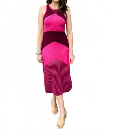 Minkpink Emeris Intarsia Knit Dress In Berry In Pink