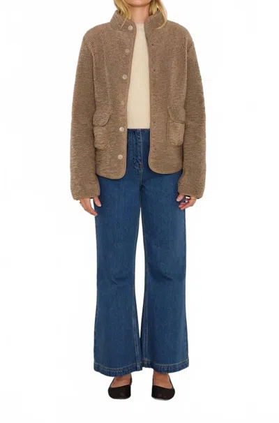 Minkpink Emma Sherpa Jacket In Camel Brown