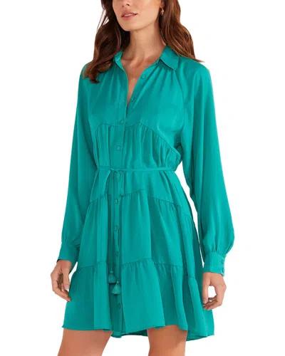 Minkpink Emma Tiered Shirt Dress In Blue