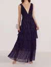 Minkpink Enya Lurex Plisse Midi Dress In Purple Sparkle In Multi