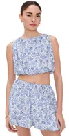 Minkpink Evelyn Bubble Top Blue Floral In Blue