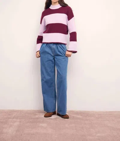 Minkpink Freja Stripe Chunky Knit Sweater In Violet In Multi