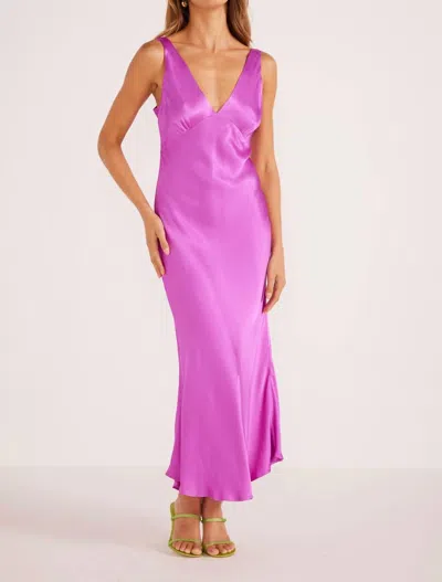 Minkpink Gaia V-neck Slip Midi Dress In Fuchsia In Purple