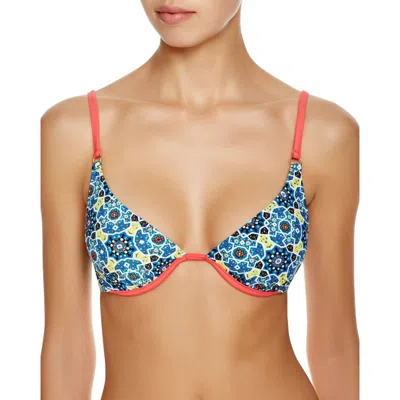 Minkpink Gypsianna Geometric Triangle Cup Bikini Top In Multicolor In Blue