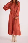 Minkpink Hannah Tiered Midi Dress In Rust In Multi