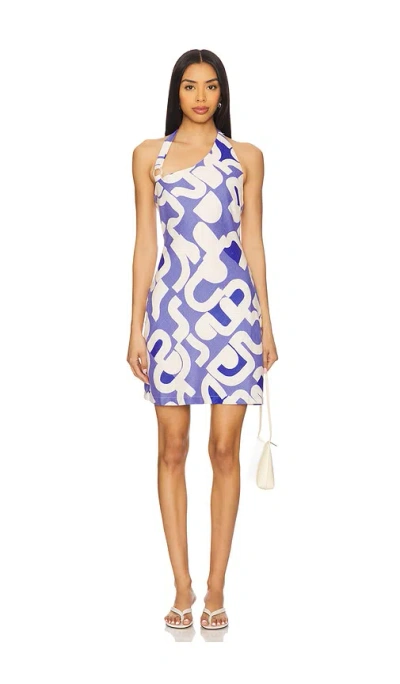 Minkpink Iris Asymmetric Mini Dress In Blue