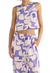 Minkpink Iris Crop Tank Top In Blue/ Geometric