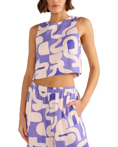 Minkpink Iris Linen-blend Crop Tank In Purple