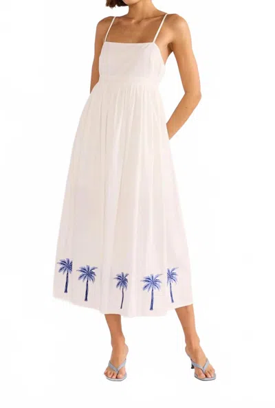 Minkpink Isadora Embroidered Midi Dress In White/blue In Animal Print