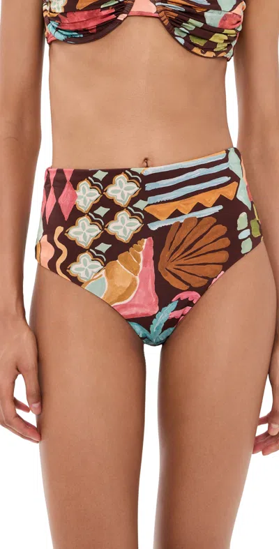 Minkpink Isola High Waisted Bikini Bottoms Cocoa Coast In Multi