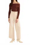 Minkpink Jane Drill Straight Leg Pant In Ecru In White