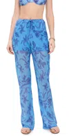 Minkpink Jeanne Drawstring Pants Blue/floral In Blue