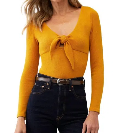 Minkpink Jordayn Tie Front Top In Mustard In Yellow