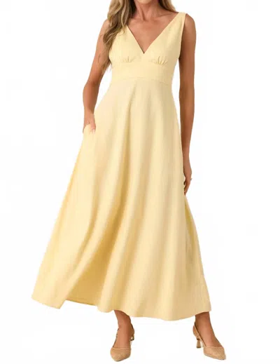 Minkpink Kaia Linen Blend Maxi Dress In Butter Yellow In Multi