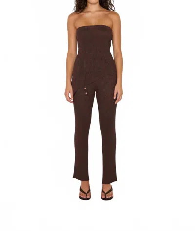 Minkpink Keani Knit Pants In Chocolate Brown