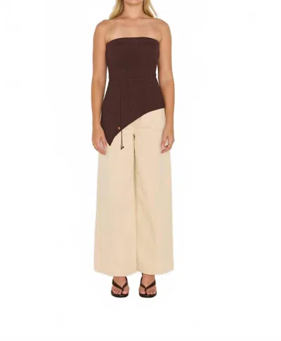 Minkpink Keani Strapless Knit Top In Chocolate Brown In Multi