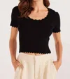 Minkpink Laura Scallop Knit Tee In Black In Black