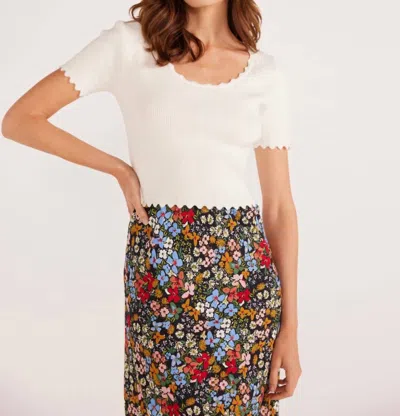 MINKPINK LAURA SCALLOP TEE IN IVORY
