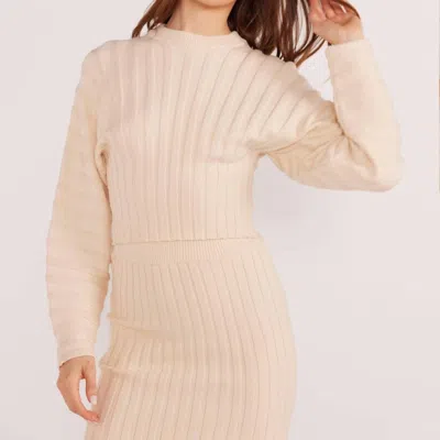 Minkpink Layla Ribbed Sweater In Winter White