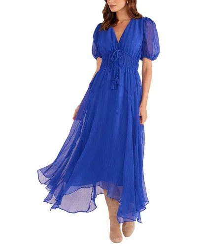 Minkpink Lily Hanky Hem Midi Dress In Blue