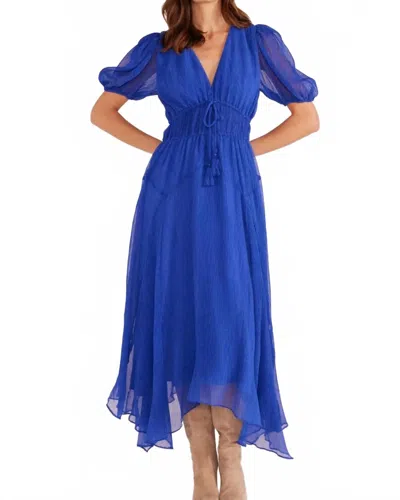 Minkpink Lily Hanky Hem Midi Dress In Saphire In Multi