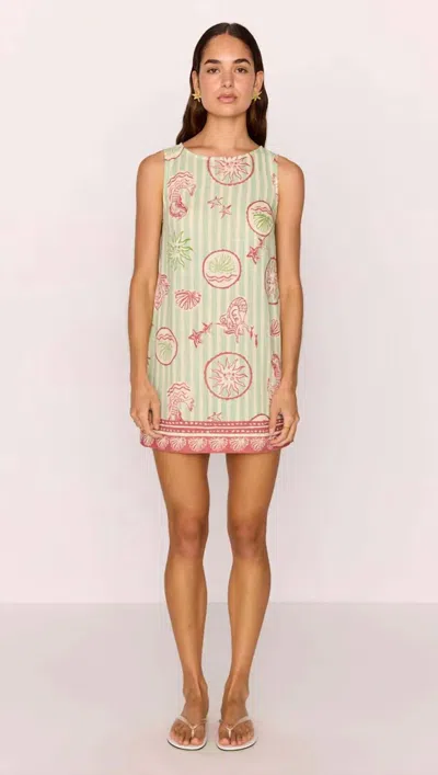 Minkpink Linen Blend Shift Mini Dress In Mermaid Stripe In White