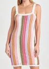 MINKPINK LITO CROCHET MINI DRESS IN MULTI STRIPE